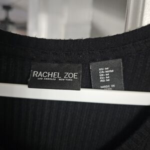 Rachel Zoe Elegant Black Ribbed Knit Vneck Shirt! Size Med!